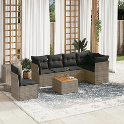 vidaXL Salon de jardin avec coussins 7 pcs gris résine tressée