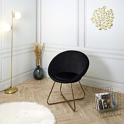 The Home Deco Factory Fauteuil en métal et velours Karl noir.