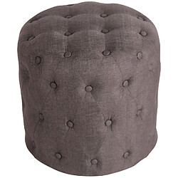 Decoshop26 Tabouret repose-pieds capitonné en tissu gris foncé POU10032 