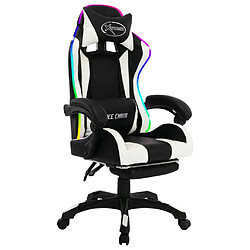 Maison Chic Chaise de jeu vidéo avec LED, Chaise gaming, Fauteuil gamer d'ordinateur,Chaise de Bureau RVB Blanc et noir Similicuir -GKD77270