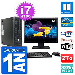 PC HP 800 G1 Ecran 19" Core i7-4790 RAM 32Go Disque 2To Windows 10 Wifi · Occasion 