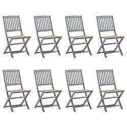 vidaXL Chaises pliables d'extérieur lot de 8 et coussins Bois d'acacia