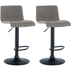 Decoshop26 Lot de 2 tabourets de bar design simple avec repose-pieds en tissu gris clair pieds en métal noir 10_0004053 