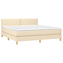 Avis vidaXL Sommier à lattes de lit avec matelas LED Crème 180x200 cm Tissu