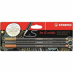 Newtons STABILO Blister de 3 feutres métallisés - Pen 68 metallic - Or, argent, cuivre 