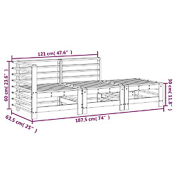 vidaXL Salon de jardin 3 pcs bois massif de pin pas cher