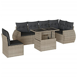 vidaXL Salon de jardin avec coussins 7 pcs gris clair résine tressée