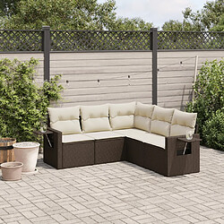 vidaXL Salon de jardin avec coussins 5 pcs marron résine tressée 