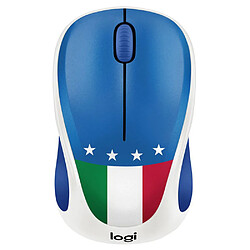 Logitech M238 Fan Collection Italie - Sans fil Souris bureautique - Connexion sans fil 2,4 GHz avec récepteur USB - Droitier / Gaucher - 3 boutons - Bleu et blanc