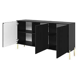 Bestmobilier Velloso - Buffet 3 portes - noir et pieds dorés - 154 cm pas cher