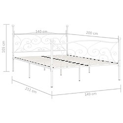 Acheter vidaXL Cadre de lit sans matelas avec sommier à lattes métal 140x200cm