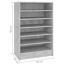 vidaXL Armoire à chaussures Gris béton 60x35x92 cm Bois d’ingénierie pas cher