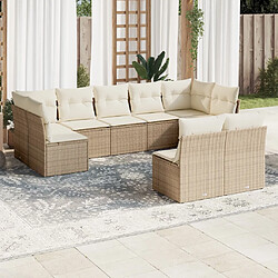 vidaXL Salon de jardin avec coussins 9 pcs beige résine tressée