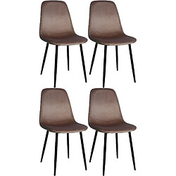 Decoshop26 Lot de 4 chaises de salle à manger design simple avec pieds en métal noir et assise en tissu marron 10_0001832 