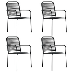 Maison Chic Lot de 4 Chaises de jardin,Fauteuil d'extérieur Corde en coton et acier Noir -MN77126