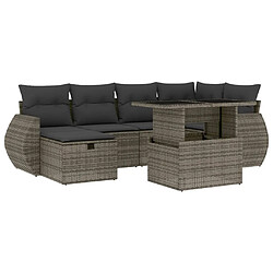 vidaXL Salon de jardin avec coussins 7 pcs gris résine tressée