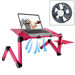 Wewoo Support d'ordinateur portable Magenta pour ordinateur / 360 degrés réglable pliable en alliage d'aluminium bureau avec des ventilateurs Cool & tapis de souris 