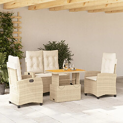 Maison Chic Ensemble à manger d'extérieur 4 pcs avec coussins,Salon de jardin,Mobilier de jardin beige résine tressée -GKD319755