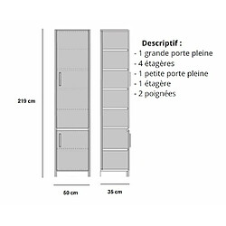 Inside 75 Armoire de rangement 2 portes coloris blanc mat largeur 50 cm