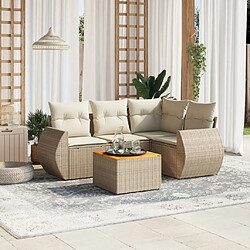 Maison Chic Salon de jardin avec coussins 5 pcs | Ensemble de Table et chaises | Mobilier d'Extérieur beige résine tressée -GKD76890