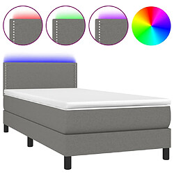 vidaXL Sommier à lattes de lit et matelas et LED Gris foncé 100x200 cm