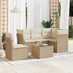 vidaXL Salon de jardin avec coussins 6 pcs beige résine tressée 