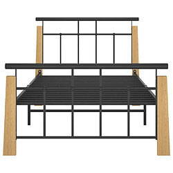 Avis Maison Chic Lit adulte - Lit simple Cadre de lit,Structure du lit Contemporain Métal et bois de chêne massif 90x200 cm -MN15731