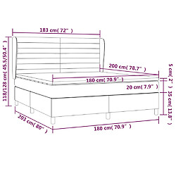 vidaXL Sommier à lattes de lit avec matelas Crème 180x200 cm Tissu pas cher