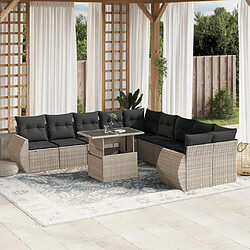 vidaXL Salon de jardin 11 pcs avec coussins gris clair résine tressée