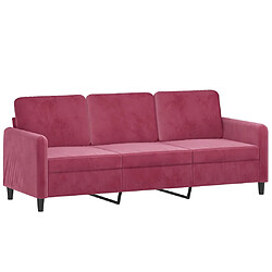 vidaXL Canapé à 3 places Rouge bordeaux 180 cm Velours