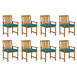 Maison Chic Lot de 8 Chaises de jardin,Fauteuil d'extérieur avec coussins Bois d'acacia solide -MN44576