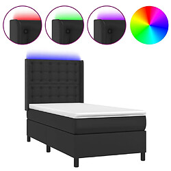 vidaXL Sommier à lattes de lit matelas LED Noir 100x200cm Similicuir