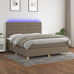 vidaXL Sommier à lattes de lit et matelas et LED Taupe 180x200cm Tissu 