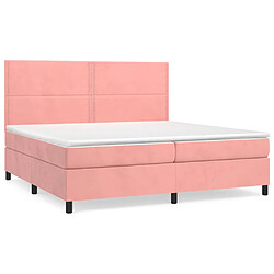 vidaXL Sommier à lattes de lit avec matelas Rose 200x200 cm Velours