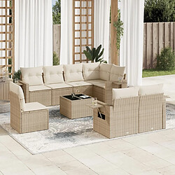 Maison Chic Salon de jardin avec coussins 9 pcs, Ensemble Tables et chaises de jardin, beige résine tressée -GKD590261