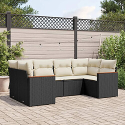 Maison Chic Ensemble Tables et chaises d'extérieur 6pcs avec coussins,Salon de jardin noir résine tressée -GKD107900