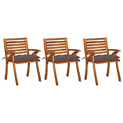 Maison Chic Lot de 3 Chaises à dîner de jardin avec coussins | chaises Relax d'extérieur Acacia massif -GKD67924