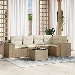 vidaXL Salon de jardin avec coussins 6 pcs beige résine tressée 