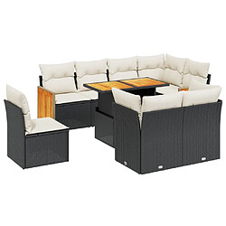 Maison Chic Ensemble Tables et chaises d'extérieur 9 pcs avec coussins,Salon de jardin noir résine tressée -GKD740062