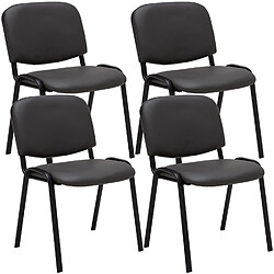 Decoshop26 Lot de 4 chaises visiteur empilable zone d'attente en PVC gris piètement à 4 pieds en métal noir 10_0003185