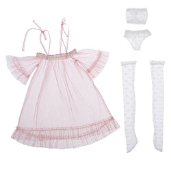 1/3 Mode Princesse Dress Set Fille Poupée Dress Set Accessoires Poupée Rose Robe de poupée fille