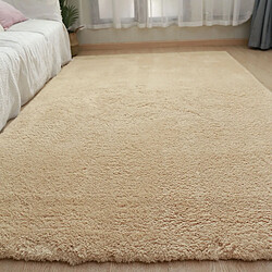 LUUCOZK Tapis moelleux en fausse fourrure, tapis à poils longs pour chambre à coucher et salon, Beige-120 cm circulaire circulaire circulaire