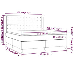 Acheter Maison Chic Lit adulte- Lit + matelas + LED,Sommier à lattes de lit matelas et LED Noir 160x200 cm Tissu -GKD92209