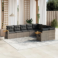 Maison Chic Ensemble Tables et chaises d'extérieur 9 pcs avec coussins,Salon de jardin gris résine tressée -GKD571563