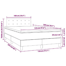 vidaXL Sommier à lattes de lit et matelas et LED Gris foncé 120x200 cm pas cher