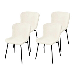 Lisa Design Castillo - lot de 4 chaises - beige - en tissu bouclette