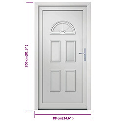 vidaXL Porte d'entrée Blanc 88x200 cm PVC pas cher