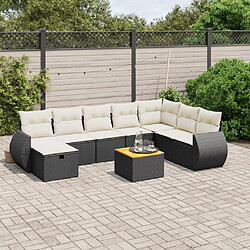 Maison Chic Ensemble Tables et chaises d'extérieur 9 pcs avec coussins,Salon de jardin noir résine tressée -GKD756180