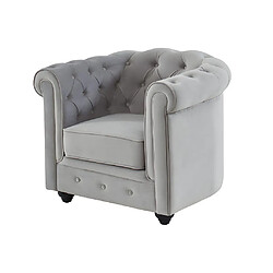 Avis Vente-Unique Lot de 2 Fauteuils CHESTERFIELD - Velours gris clair