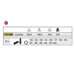 KS TOOLS 713.1030 Module de douilles longues à chocs 1/2'', 13 pièces